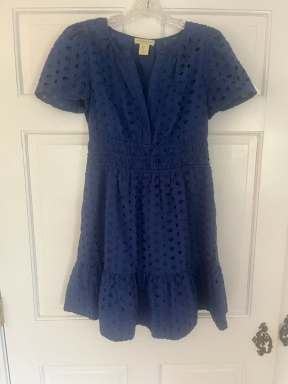 Blue Eyelet Mini Dress